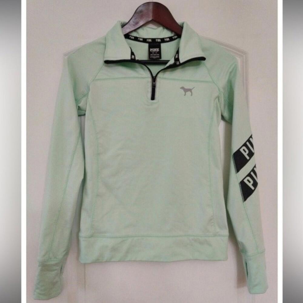 Pink Victoria’s Secret Love Pink 1/4 Zip Long Sleeve Pullover Athletic Top